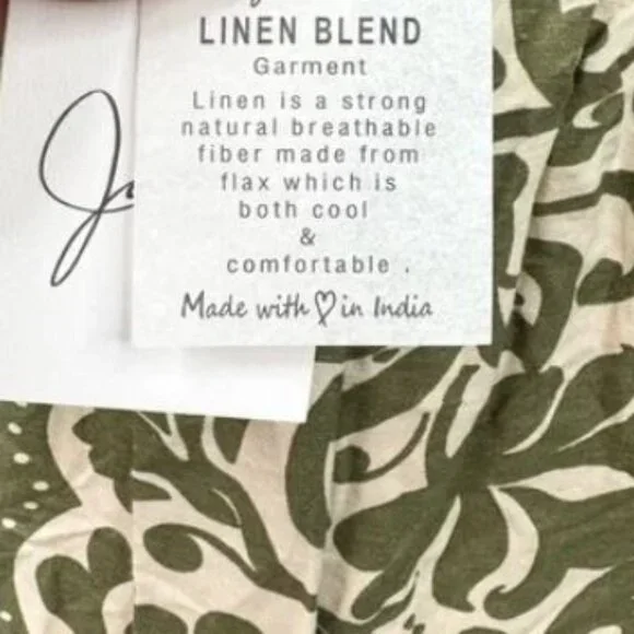 NWT Japna Floral Green Tropical Linen Blend Maxi Boho Dress Size L - Picture 7 of 11